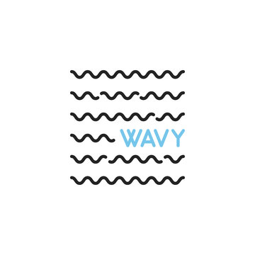 thin line wavy logo like water wave icon