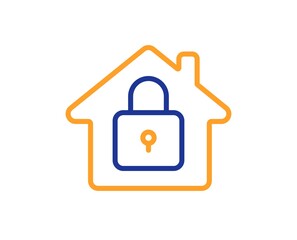 Lock line icon. Home protection sign. House padlock symbol. Colorful thin line outline concept. Linear style lock icon. Editable stroke. Vector