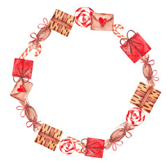 watercolor christmas wreath, ideal for cards and invitations