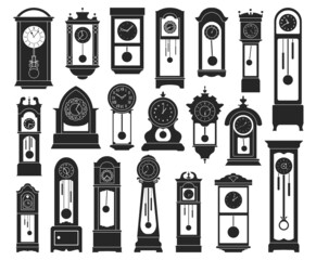 Antique clock isolated black set icon. Vector illustration old watch on white background. Vector black set icon antique clock.
