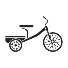 Fototapeta na wymiar Child bicycle isolated black icon. Vector illustration children bike on white background. Vector black icon child bicycle.