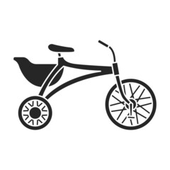 Fototapeta na wymiar Child bicycle isolated black icon. Vector illustration children bike on white background. Vector black icon child bicycle.