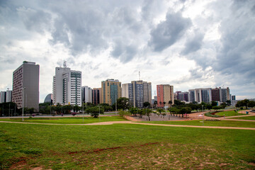 Obraz premium Brasília DF, Brazil, November 7, 2021: Hotel sector near the TV Tower, with the city park in the background, in the central region of the city of Brasília. General vision