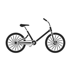 Child bicycle isolated black icon. Vector illustration children bike on white background. Vector black icon child bicycle.