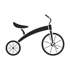 Child bicycle isolated black icon. Vector illustration children bike on white background. Vector black icon child bicycle.