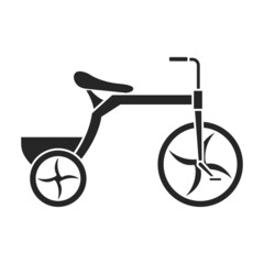 Child bicycle isolated black icon. Vector illustration children bike on white background. Vector black icon child bicycle.