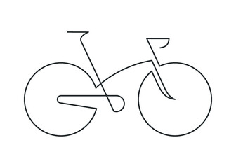 Continuous line drawing of sport bicycle on a white background. Vector illustration