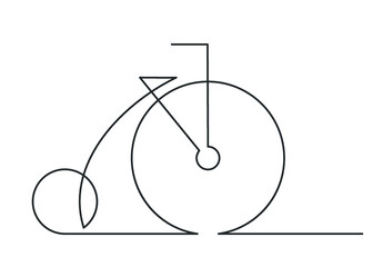 Continuous line drawing of retro bicycle on a white background. Vector illustration