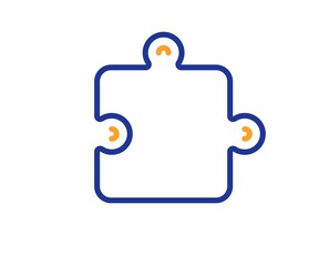 Puzzle piece line icon. Jigsaw game shape sign. Business strategy element. Colorful thin line outline concept. Linear style puzzle icon. Editable stroke. Vector