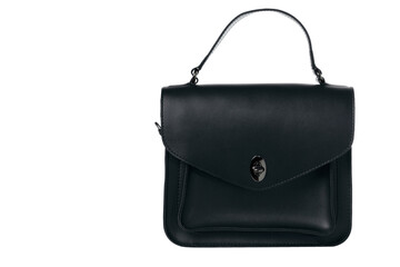 Small strict design black everyday bag with a white backdrop