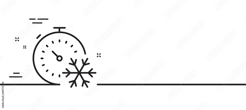Poster freezing timer line icon. ac cold temperature sign. fridge function symbol. minimal line illustratio