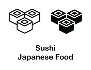 Sushi roll flat line icon. Japanese food. Outline sign for mobile concept and web design, store