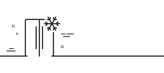 Two-chamber refrigerator line icon. Fridge with snowflake sign. Freezer storage symbol. Minimal line illustration background. Refrigerator line icon pattern banner. White web template concept. Vector