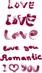 Love hand lettering - handmade calligraphy, vector background.Stock vector