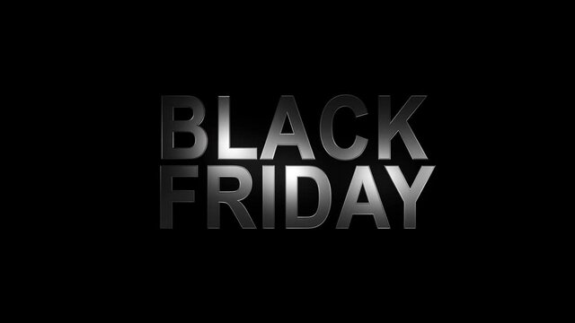 3d Black friday title sale 50% animation background. 3d text Black friday sale concept animation.