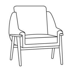 Home armchair vector outline icon. Vector illustration comfortable chair on white background. Isolated illustration outline icon home armchair.