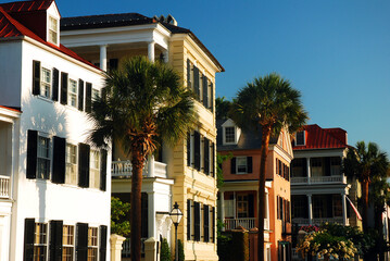 Naklejka premium Row of Antebellum Houses in Charleston, SC