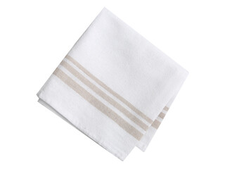 White folded square napkin, kitchen clothisolated. Light towel Food design element. Dshcloth.