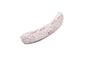 Tasty salami isolated on a white background.