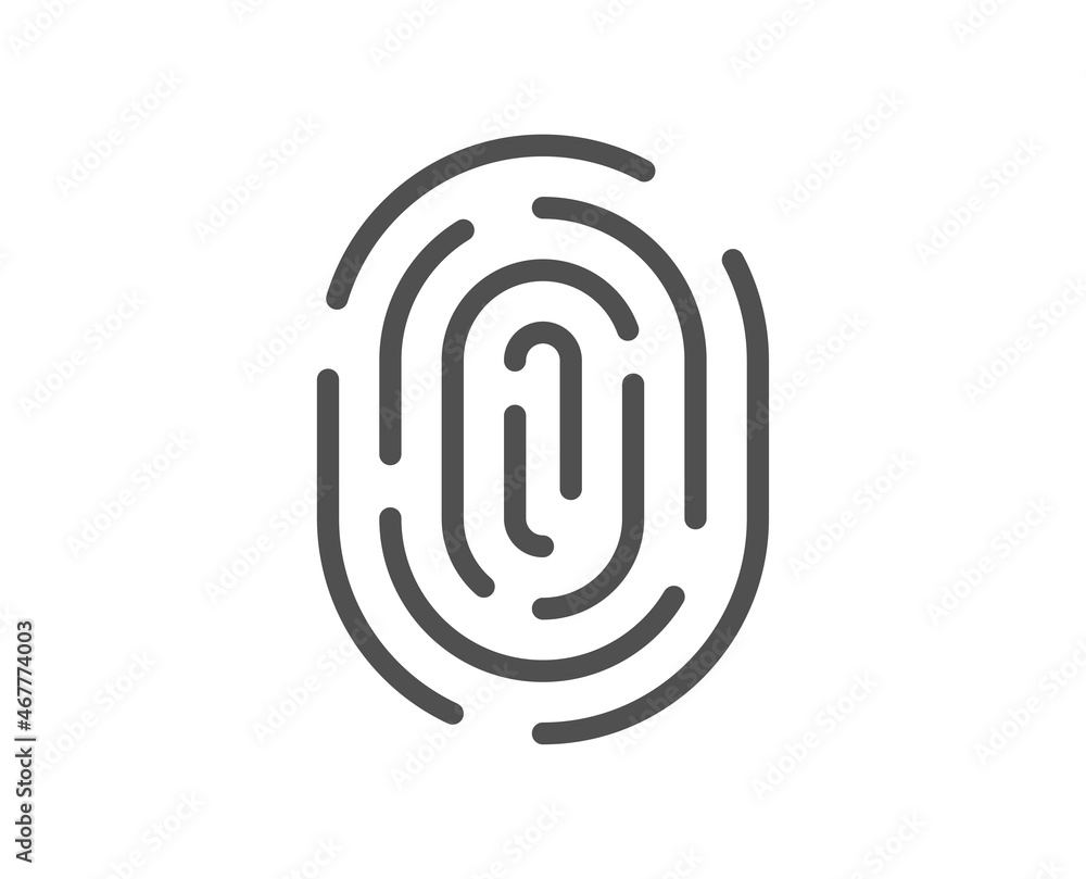 Poster fingerprint line icon. finger print scan sign. biometric identity symbol. quality design element. li