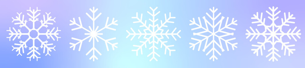 Fototapeta na wymiar set of simple silhouette snowflakes