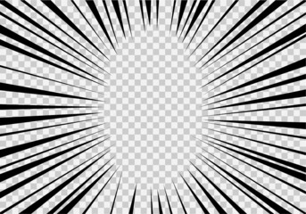 Obraz premium Oval frame with anime line transparent effect. Retro comic manga background. Boom roar pattern.