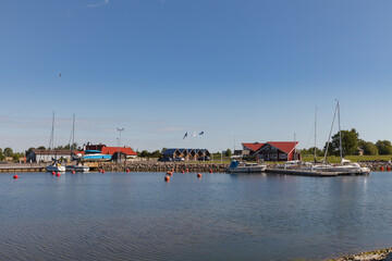 Fototapeta na wymiar Soru, Hiiu, Estonia - JULY 19, 2021: Yachts in small local marina.