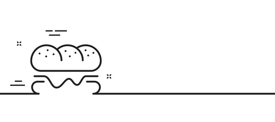 Burger line icon. Fast food sign. Hamburger sandwich symbol. Minimal line illustration background. Burger line icon pattern banner. White web template concept. Vector