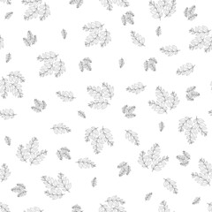 Spring seamless pattern with black and white sprigs. Vector stock illustration for fabric, textile, wallpaper, posters, paper. Fashion print. Branch with leaves. Doodle style
