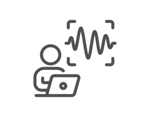 Voice wave line icon. Sound scan sign. Audio verification symbol. Quality design element. Linear style voice wave icon. Editable stroke. Vector