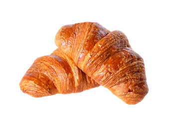 
Two croissants close-up isolated on a white background.