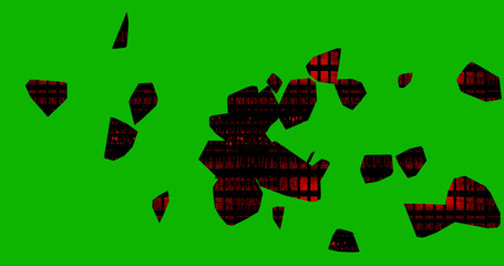 Render with torn pieces of information isolated on green background