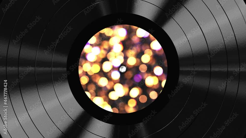 Aufkleber realistic seamless looping 3d animation of the vinyl record with shining light particles label rende