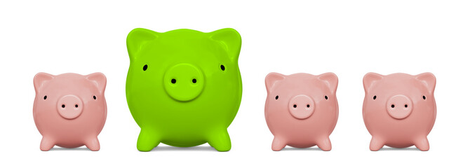 Piggy bank isolated on white background. Saving concept