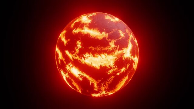 Realistic looping 3D animation of the slow spinning dying Red Dwarf star rendered in UHD