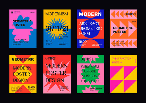 Modern Abstract Geometric Posters. Cool Swiss Design Covers.