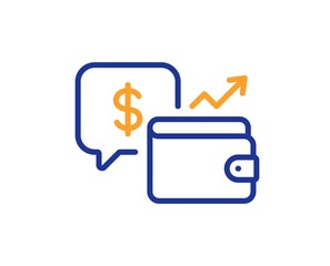 Wallet line icon. Money savings sign. Cash budget symbol. Colorful thin line outline concept. Linear style wallet icon. Editable stroke. Vector