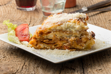 lasagna on a white plate