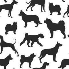 Dog silhouette seamless pattern. Background vector illustration