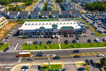 aerial image of a shopping outlet