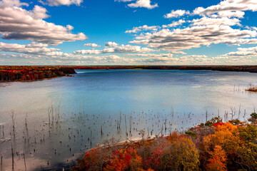 Fototapeta na wymiar aerial image of a fall lake 