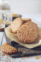 Homemade baking. Flourless sesame cookies