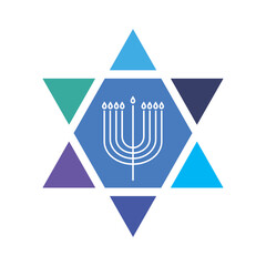 Menorah in Star of David for the Hanukkah icon. by illustration