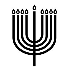 Menorah icon for Hanukkah, Vector illustration. Flat style