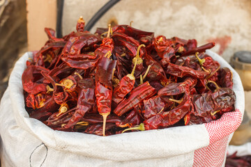 Hot red pepper on the market in Jerusalem.