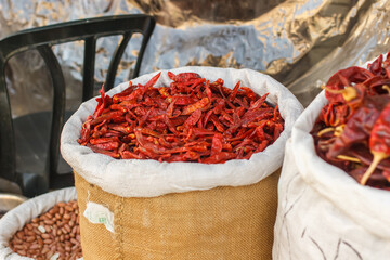Hot red pepper on the market in Jerusalem.