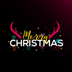 Fototapeta na wymiar Merry christmas lettering greeting card