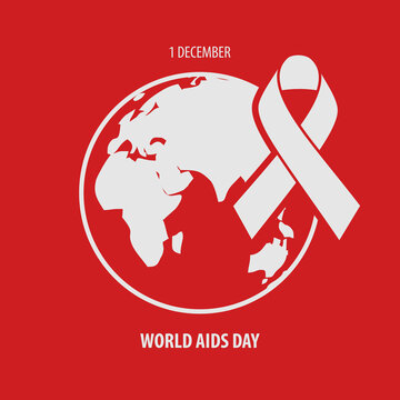 World Aids Day concept for poster, badge, emblem or logo. Vector illustration.