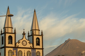 Visit Azores, Pico island, view from city to mountain.