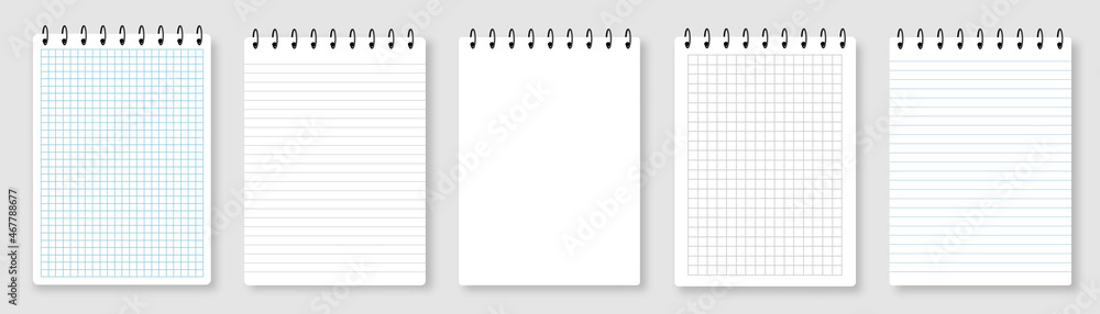 Poster set of realistic vector illustration notebook memo notepad templates